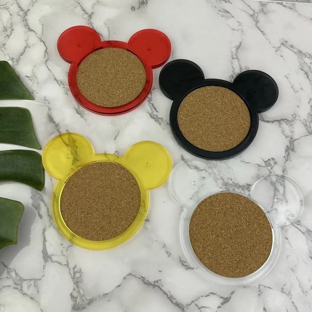 Disney Vintage Y2k Colorful Mickey Ears Head Coasters Set of 2 New Plastic